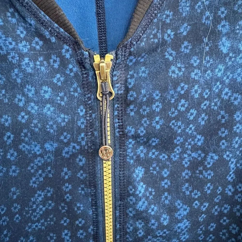 Lululemon H'Om Run Jacket full zip blue/black size 10